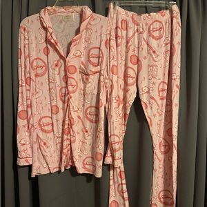 In My Sunday’s Women’s Pink Printed Pajama Set - Long Sleeve Top & Pants